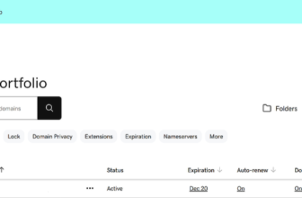 Featured image for the article Adding a Domain Name to a New WordPress Website showing the Domain Portfolio in the Godaddy Dashboard