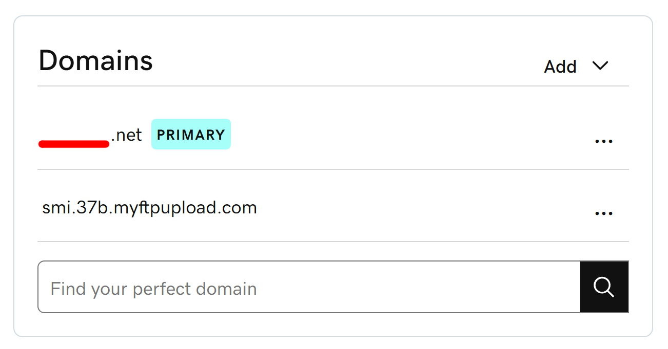 Visual aid screenshot of hosting dashboard to confirm primary domain has been set.